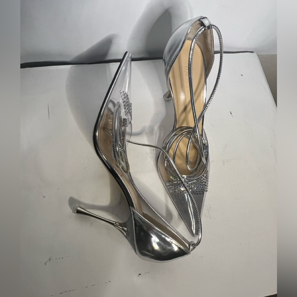 Mach & Mach Bow-shaped crystals & PVC detail Pump Clear/Silver SZ 40EU/10US NWOB - Picture 9 of 15